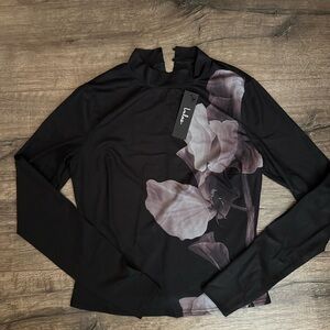 Lulu's Black and Purple Floral Long Sleeve Top